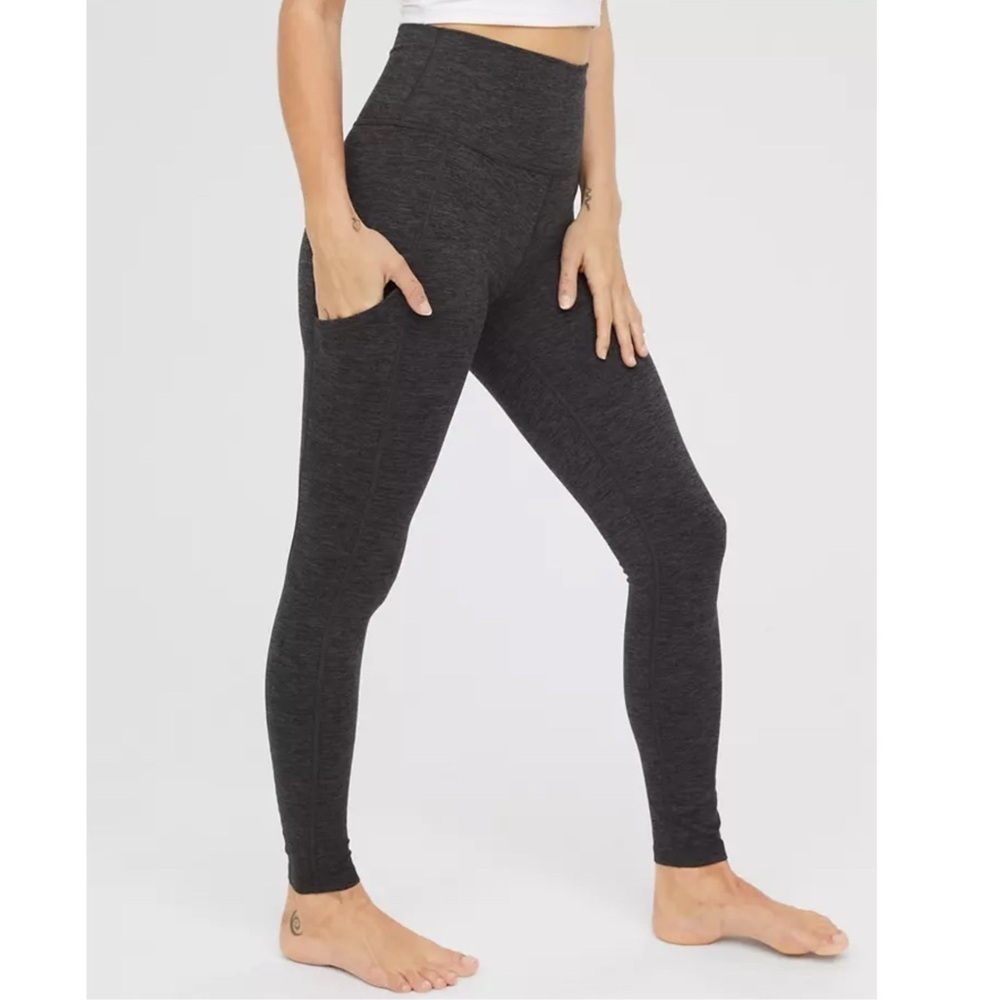 AERIE Offline Hugger High Rise Yoga Workout Running Leggings Women Sz XS Gray